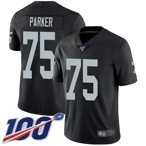 Men Oakland Raiders Limited Black Brandon Parker Home Jersey NFL Football #75 100th Season Vapor Jersey->oakland raiders->NFL Jersey